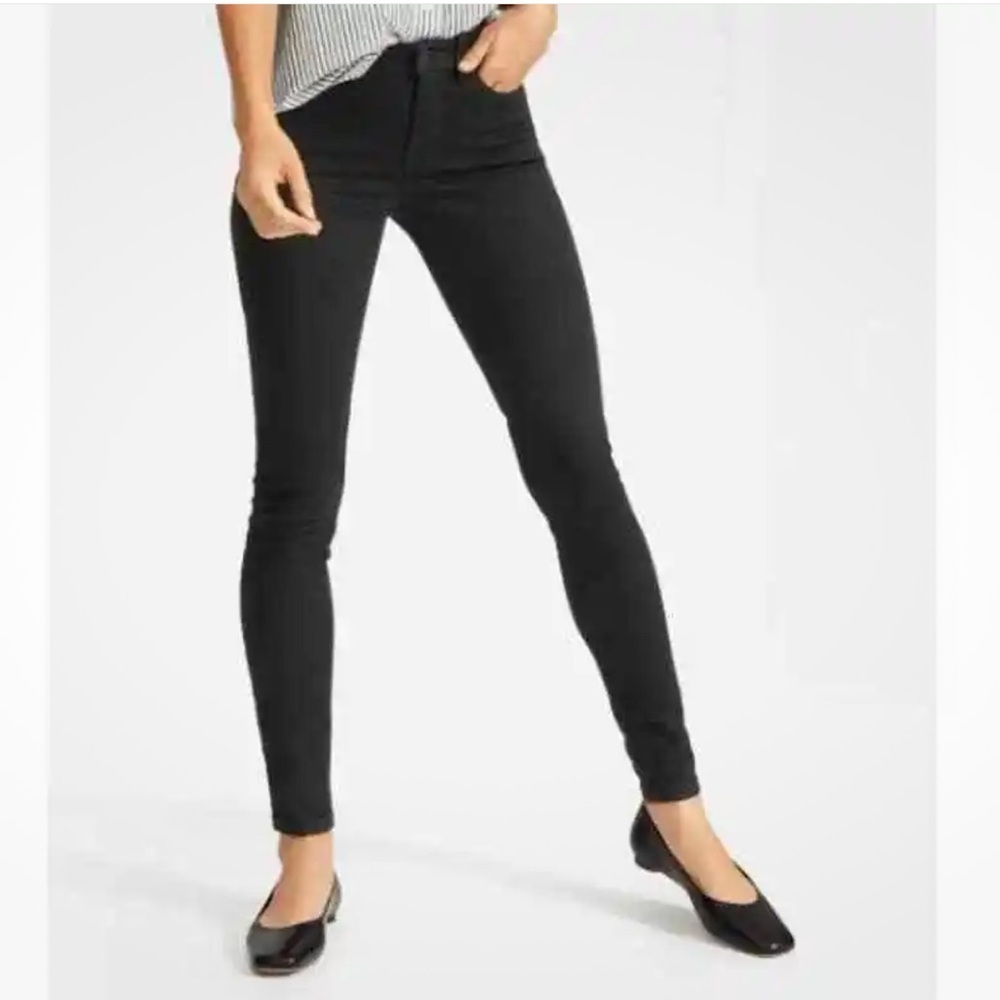 NWT Everlane Black Stretch Mid Rise Skinny Ankle Jeans 5 pocket zip Sz 27